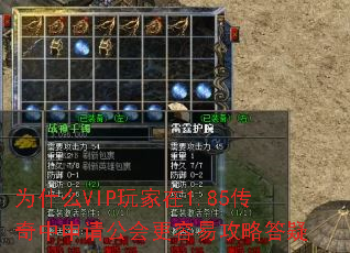 为什么VIP玩家在1.85传奇中申请公会更容易攻略答疑 为什么VIP玩家在1.85传奇中申请公会更容易攻略答疑