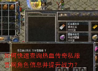 如何快速查询热血传奇私服官网角色信息并提升战力? 如何快速查询热血传奇私服官网角色信息并提升战力?