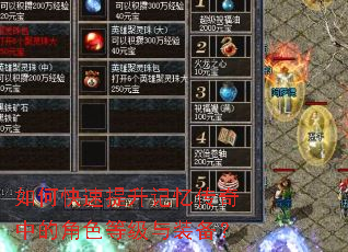 如何快速提升记忆传奇中的角色等级与装备? 如何快速提升记忆传奇中的角色等级与装备?